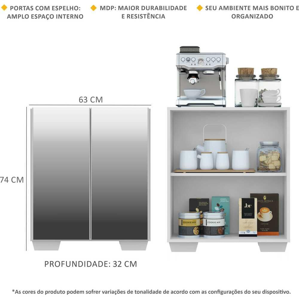 Encontraproduto.com.br - Aparador Buffet 2 portas com Espelho e Pés Quadrados Vegas Multimóveis V3614