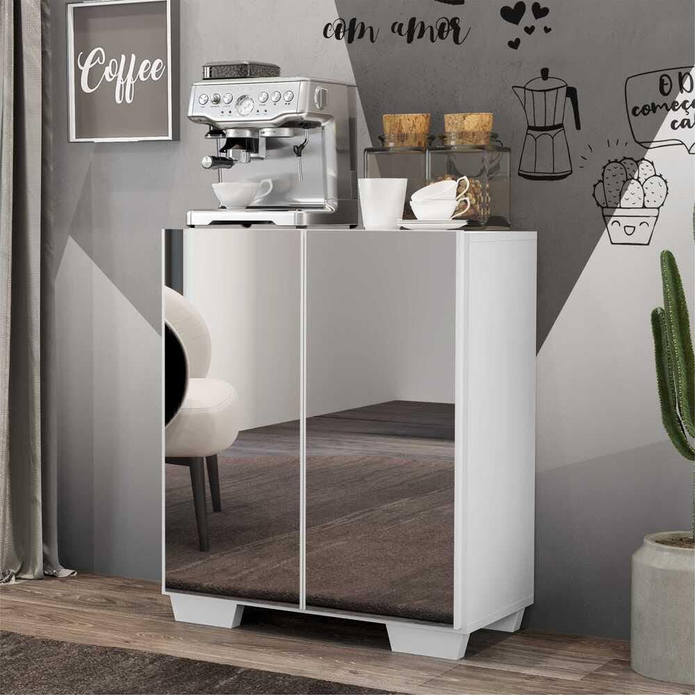 Encontraproduto.com.br - Aparador Buffet 2 portas com Espelho e Pés Quadrados Vegas Multimóveis V3614