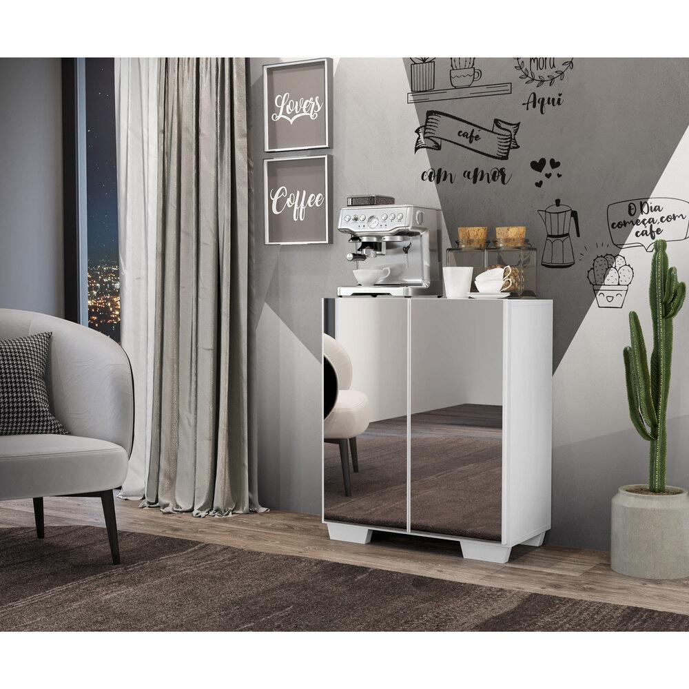 Encontraproduto.com.br - Aparador Buffet 2 portas com Espelho e Pés Quadrados Vegas Multimóveis V3614
