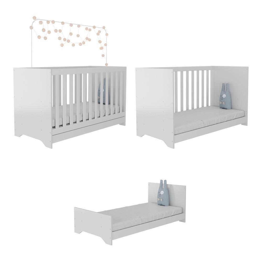 Encontraproduto.com.br - Berço 3 em 1 com Colchão Incluso Multimóveis MP0527C Branco