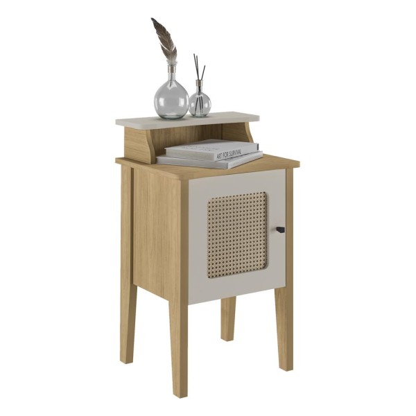 Encontraproduto.com.br - Mesa Lateral 43cm com 1 Porta Multimóveis CR45125 Carvalho/Off White