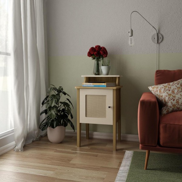 Encontraproduto.com.br - Mesa Lateral 43cm com 1 Porta Multimóveis CR45125 Carvalho/Off White