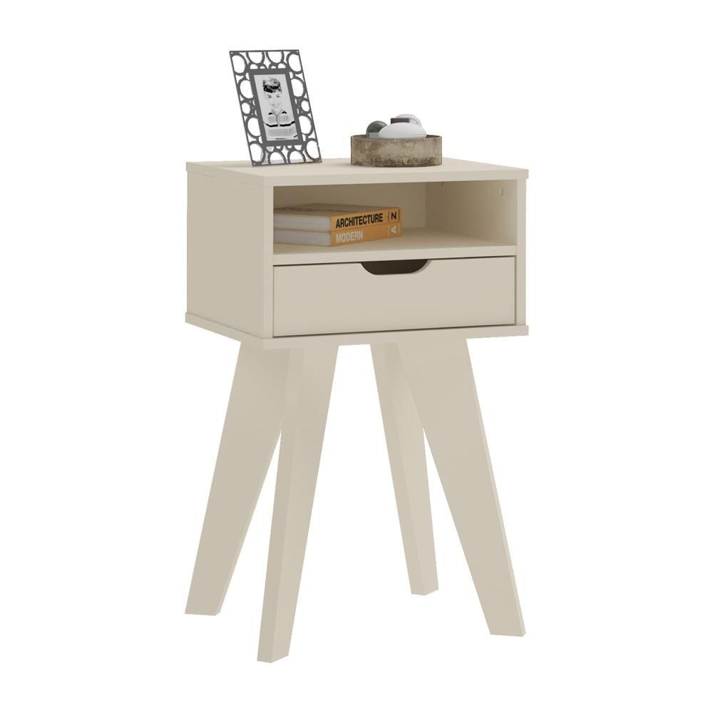 Encontraproduto.com.br - Mesa Lateral Retrô com Gaveta Multimóveis CR45135 Off White