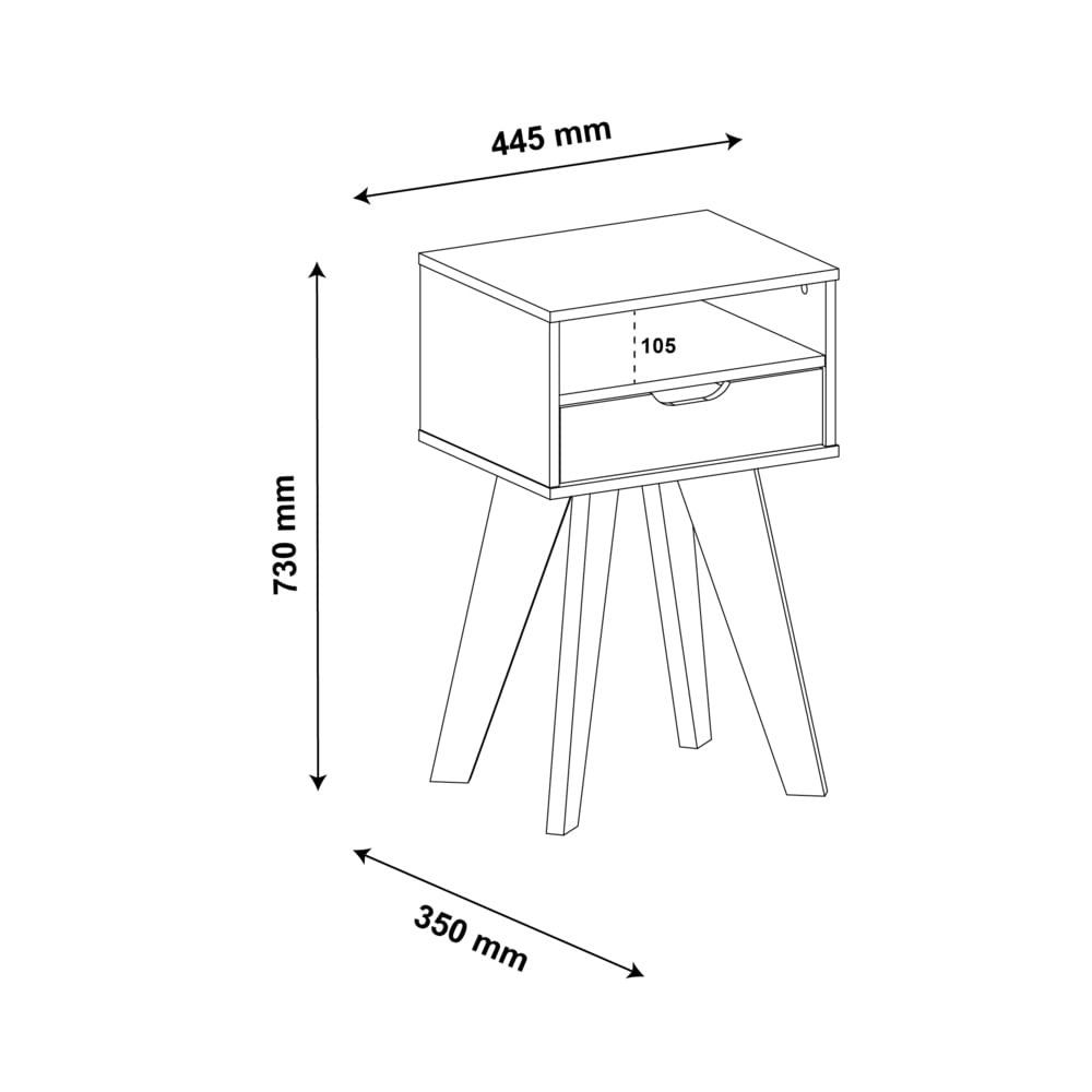Encontraproduto.com.br - Mesa Lateral Retrô com Gaveta Multimóveis CR45135 Off White