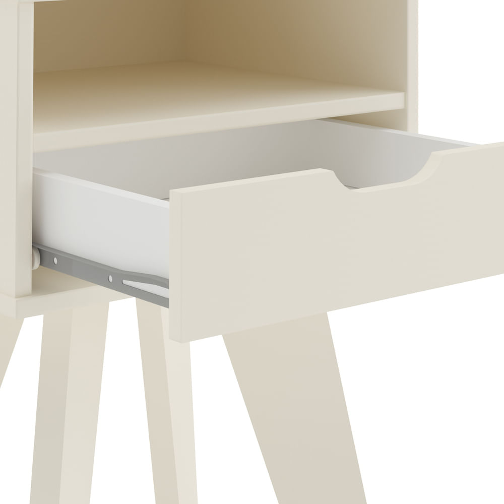 Encontraproduto.com.br - Mesa Lateral Retrô com Gaveta Multimóveis CR45135 Off White