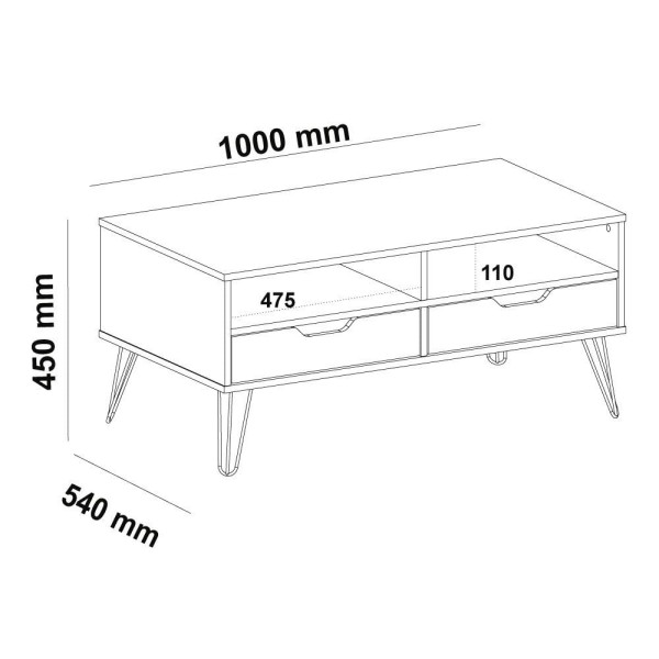 Encontraproduto.com.br - Mesa De Centro 100Cm Com 2 Gavetas Multimóveis Cr45144 Carvalho/Grafite Carvalho/Grafite
