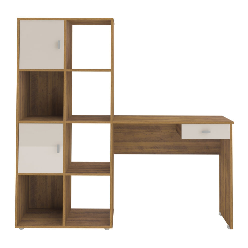 Encontraproduto.com.br - Escrivaninha Com Estante Lateral Multimóveis Cr25201 Pinho/Off White Pinho/Off White