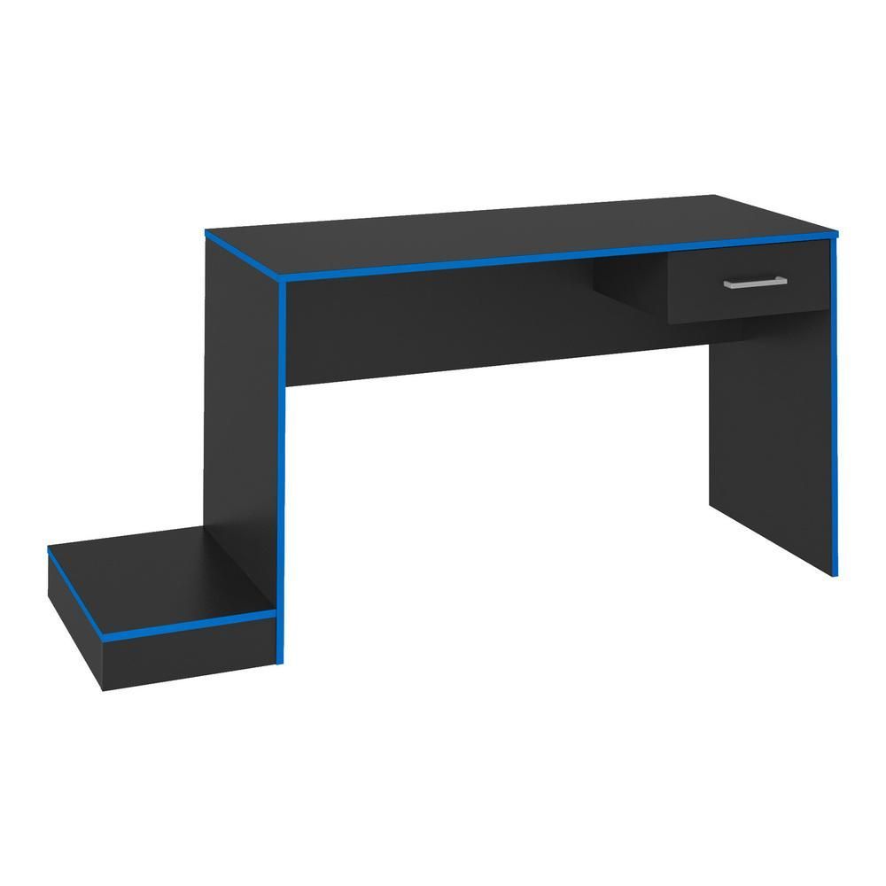 Encontraproduto.com.br - Mesa Gamer com 1 Gaveta e Suporte de CPU Multimóveis CR25205 Preta/Azul
