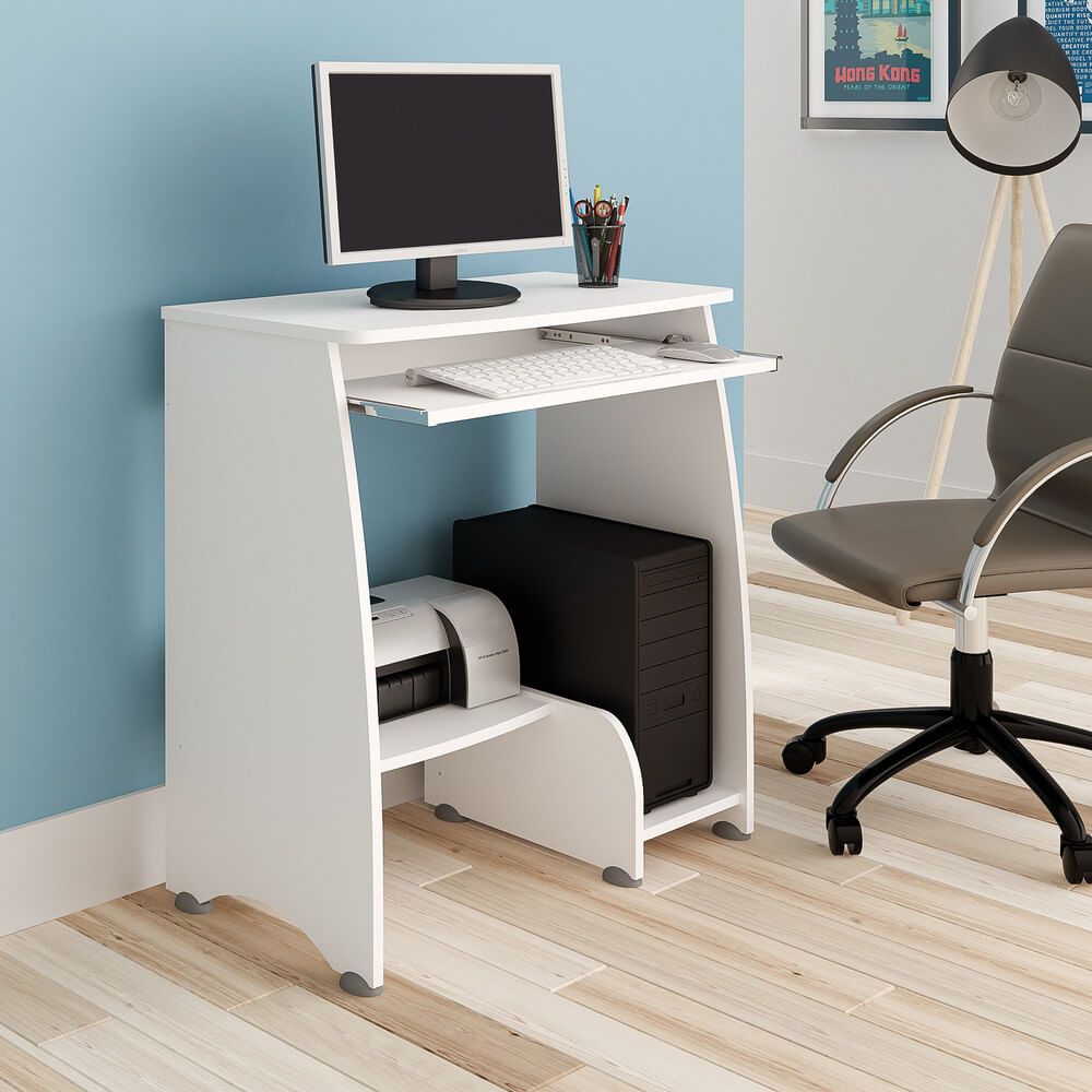 Escrivaninha 69Cm+Suporte De Cpu Cr25212 Branca Branco