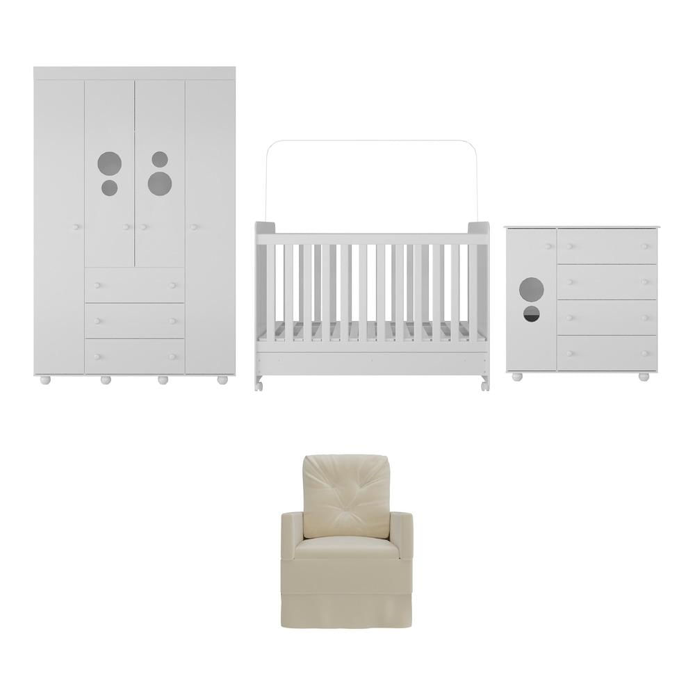 Encontraproduto.com.br - Quarto Completo com Poltrona de Amamentação Pimpolho Multimóveis MP4067 Branco/Bege