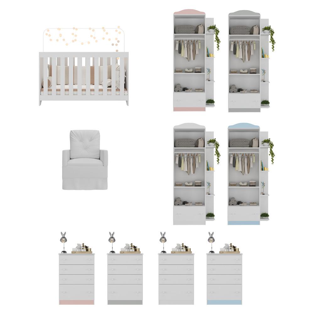 Encontraproduto.com.br - Quarto Infantil Completo com Poltrona de Amamentação Multimóveis MP4074 Branco