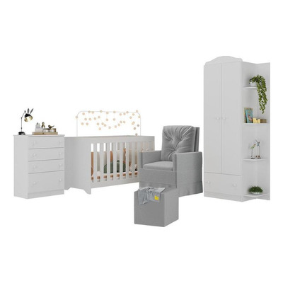 Quarto Completo com Colchão, Poltrona de Amamentação e Puff João e Maria Multimóveis MP4104