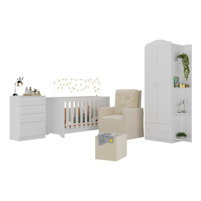 Quarto Completo com Colchão, Poltrona de Amamentação e Puff João e Maria Multimóveis MP4104