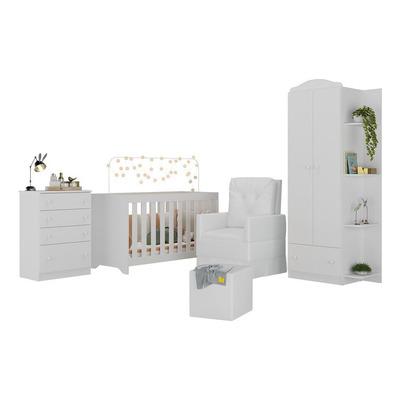 Quarto Completo com Colchão, Poltrona de Amamentação e Puff João e Maria Multimóveis MP4110