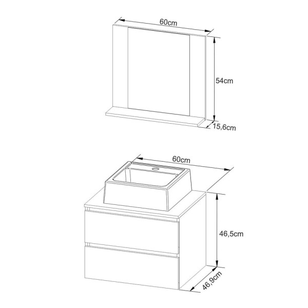 Encontraproduto.com.br - Gabinete De Banheiro Com Cuba E Espelheira 60cm Multimóveis Cr10097 Amêndoa/branco Amêndoa/branco