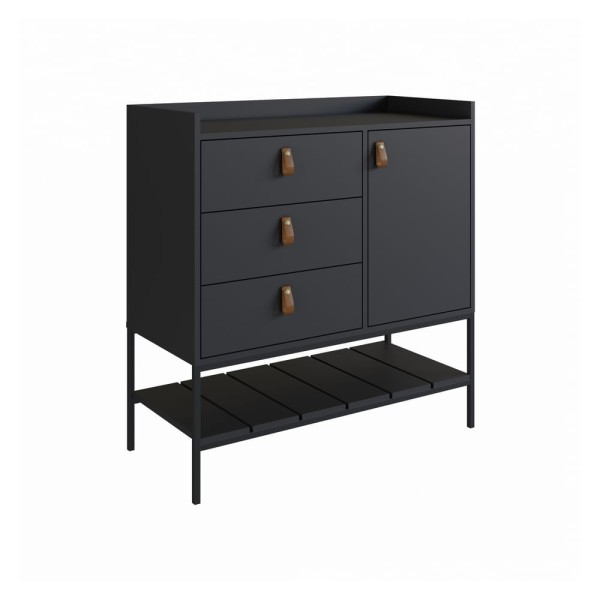 Encontraproduto.com.br - Cômoda Balcão Multiuso 3 Gavetas e 1 Porta Multimóveis CR35071 Preto