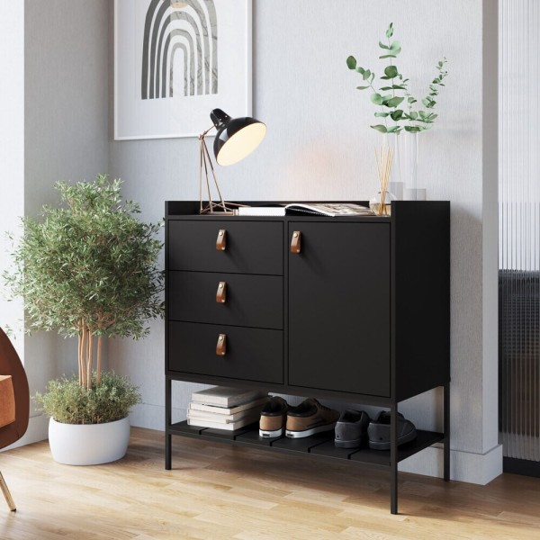 Encontraproduto.com.br - Cômoda Balcão Multiuso 3 Gavetas e 1 Porta Multimóveis CR35071 Preto