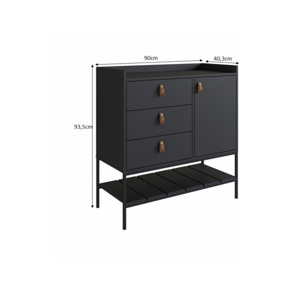Encontraproduto.com.br - Cômoda Balcão Multiuso 3 Gavetas e 1 Porta Multimóveis CR35071 Preto