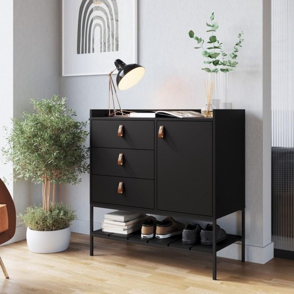 Encontraproduto.com.br - Cômoda Balcão Multiuso 3 Gavetas e 1 Porta Multimóveis CR35071 Preto