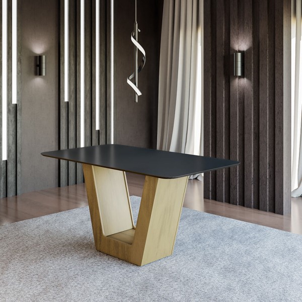 Encontraproduto.com.br - Mesa De Jantar 160cm Multimóveis Cr50045 Carvalho/preta Carvalho/preto