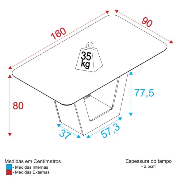 Encontraproduto.com.br - Mesa De Jantar 160cm Multimóveis Cr50045 Carvalho/off White Carvalho/off White