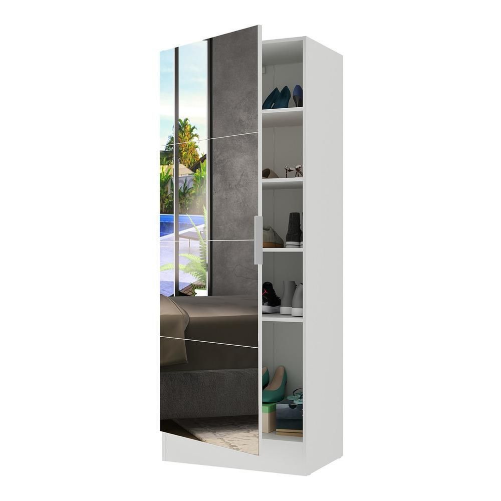 Encontraproduto.com.br - Sapateira 1 Porta Com Espelho Jade Plus Multimóveis V6007 Cor Preto