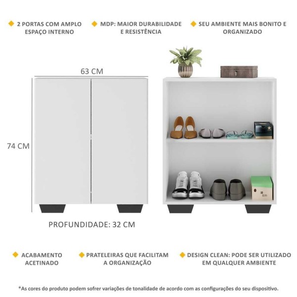Encontraproduto.com.br - Sapateira 2 Portas Nina Multimóveis V6010