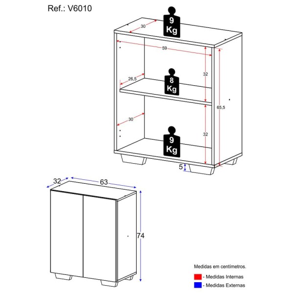 Encontraproduto.com.br - Sapateira 2 Portas Nina Multimóveis V6010