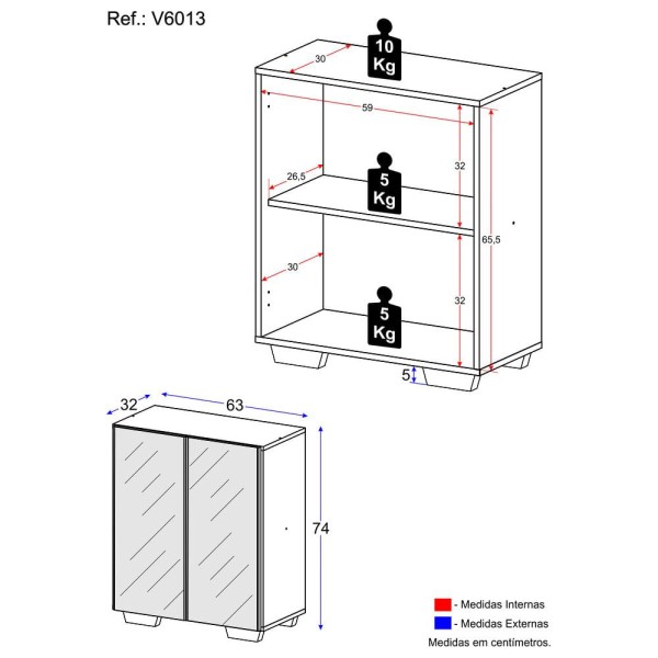 Encontraproduto.com.br - Sapateira 2 Portas com Espelho Nina Multimóveis V6013