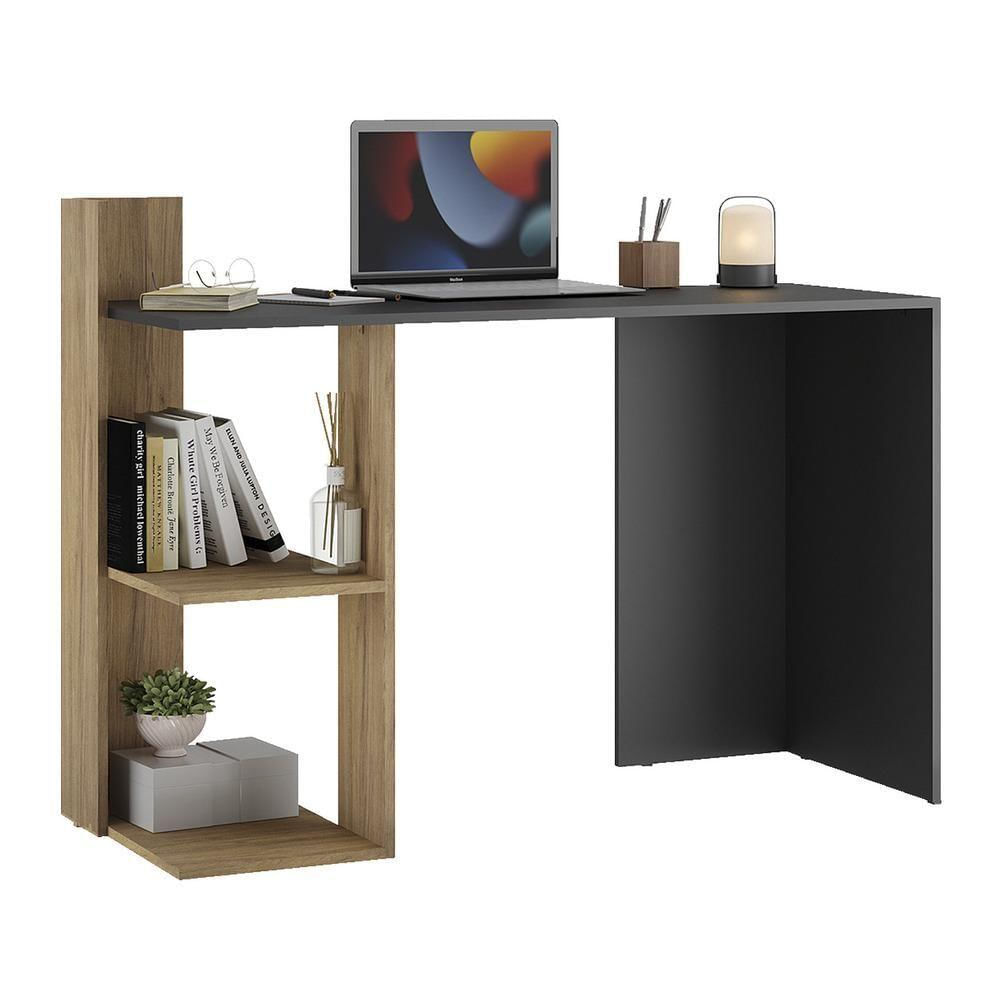 Escrivaninha Mesa Para Computador Dubai Multimóveis V6002 Preta/Rustic Preto/Rustic