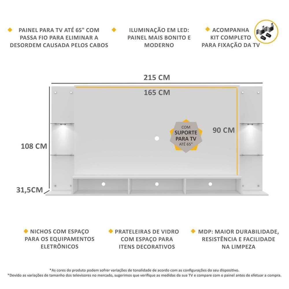 Encontraproduto.com.br - Painel c/ Sup TV 65 e 2 Leds Vegas Premium Multimóveis V3673
