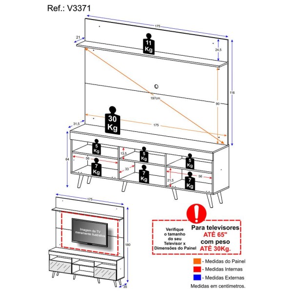 Encontraproduto.com.br - Rack Retrô Com Painel Tv 65