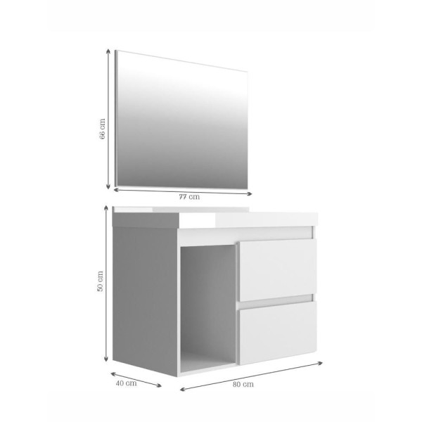 Encontraproduto.com.br - Gabinete Banheiro Cuba E Espelheira 80Cm MultimóveisVcr10074