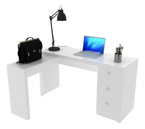 Escrivaninha/mesa Escritório De Canto Multimóveis Vcr25011 Cor Branco