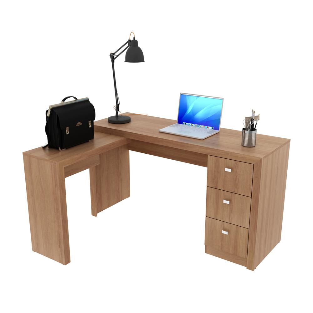 Escrivaninha/Mesa Escritório De Canto Multimóveis Vcr25011 Amêndoa Amêndoa
