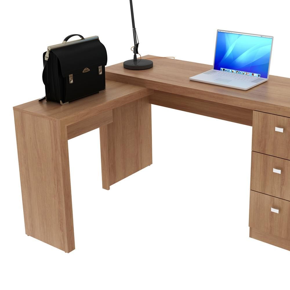 Encontraproduto.com.br - Escrivaninha/Mesa Escritório De Canto Multimóveis Vcr25011 Amêndoa Amêndoa