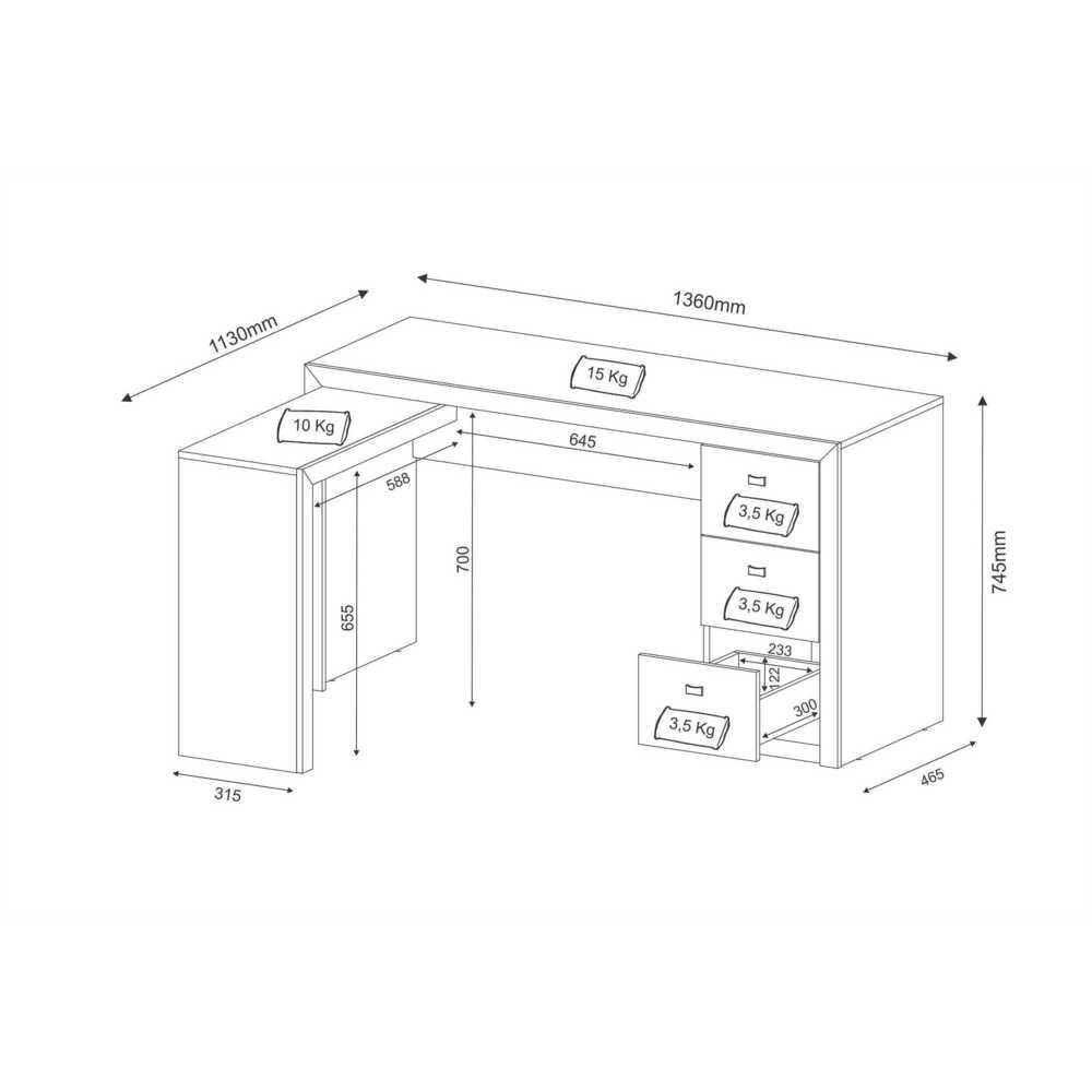 Encontraproduto.com.br - Escrivaninha/Mesa Escritório De Canto Multimóveis Vcr25011 Amêndoa Amêndoa