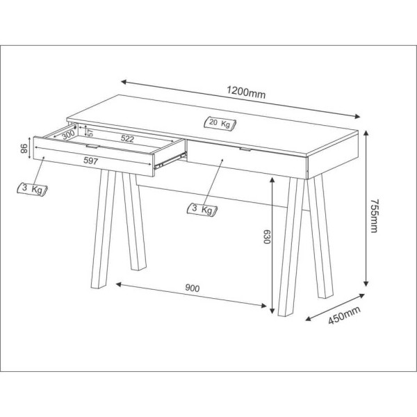 Encontraproduto.com.br - Escrivaninha Com 2 Gavetas Multimóveis Vcr25031 Branco
