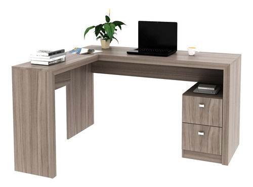 Mesa Escritório De Canto Com 2 Gavetas Multimóveis Vcr25032