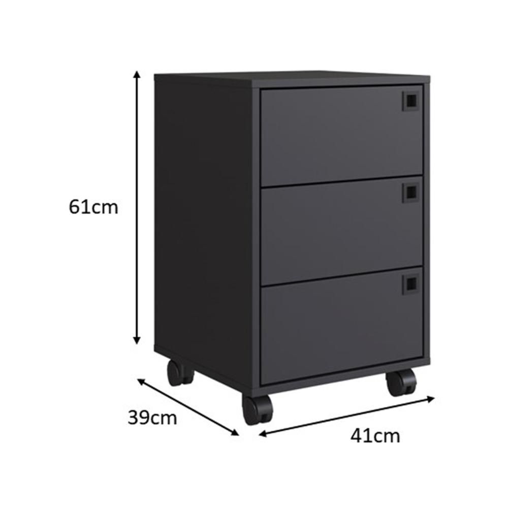 Encontraproduto.com.br - Gaveteiro Com 3 Gavetas E Rodízios Multimóveis Vcr25220Preto