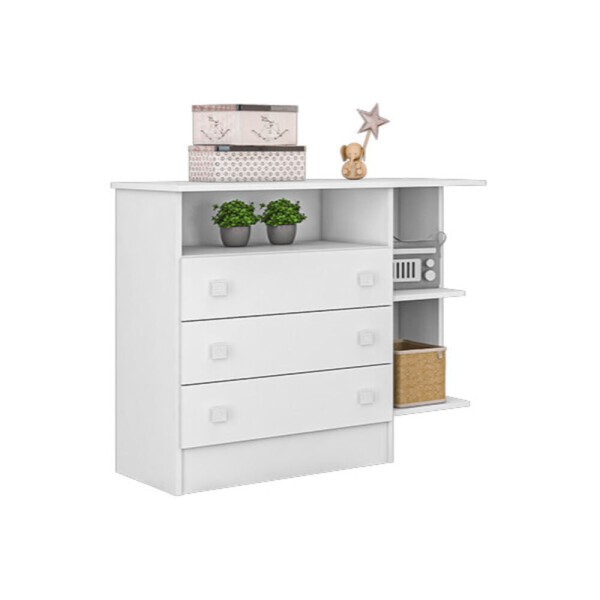 Encontraproduto.com.br - Cômoda Infantil 3 Gavetas com Nicho Multimóveis CR40046 Branco