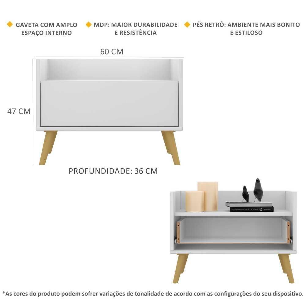 Encontraproduto.com.br - Kit com 2 Mesas de Cabeceira 60cm Retrô Multimóveis V3633