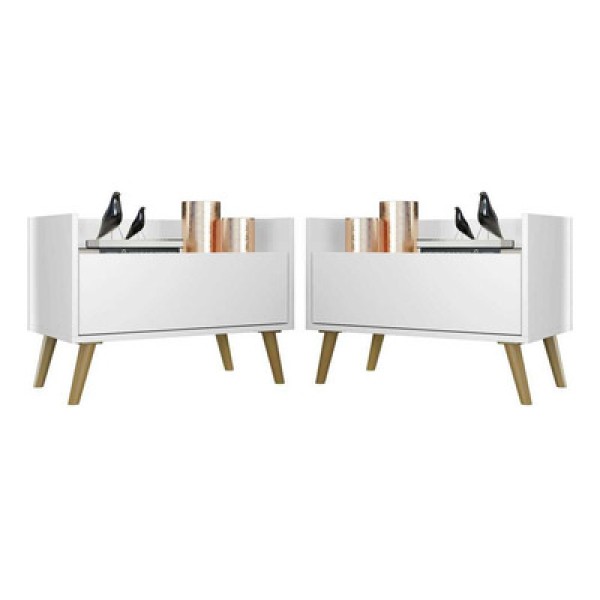Encontraproduto.com.br - Kit com 2 Mesas de Cabeceira 60cm Retrô Multimóveis V3633