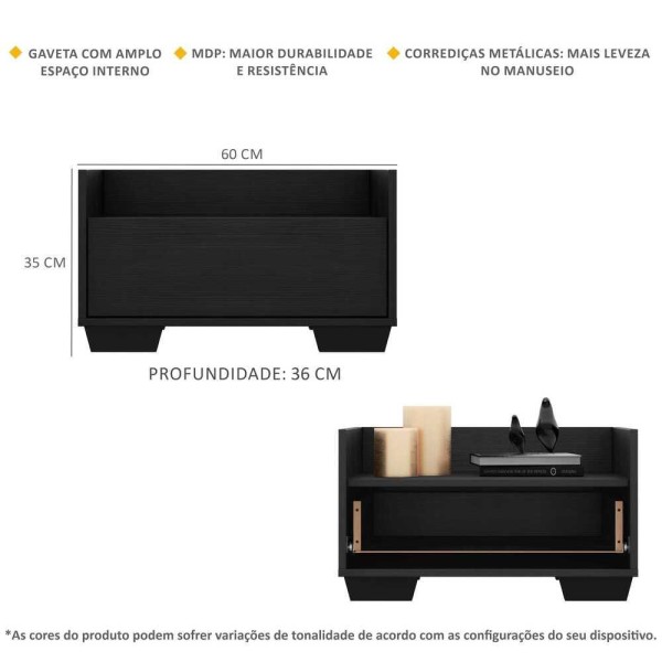 Encontraproduto.com.br - Kit com 2 Mesas de Cabeceira 60cm Multimóveis V3634