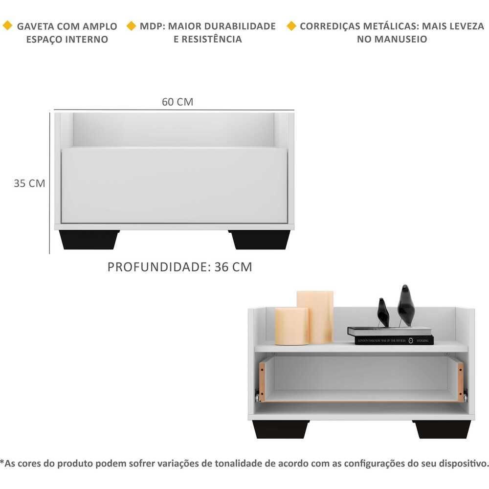 Encontraproduto.com.br - Kit com 2 Mesas de Cabeceira 60cm Multimóveis V3634
