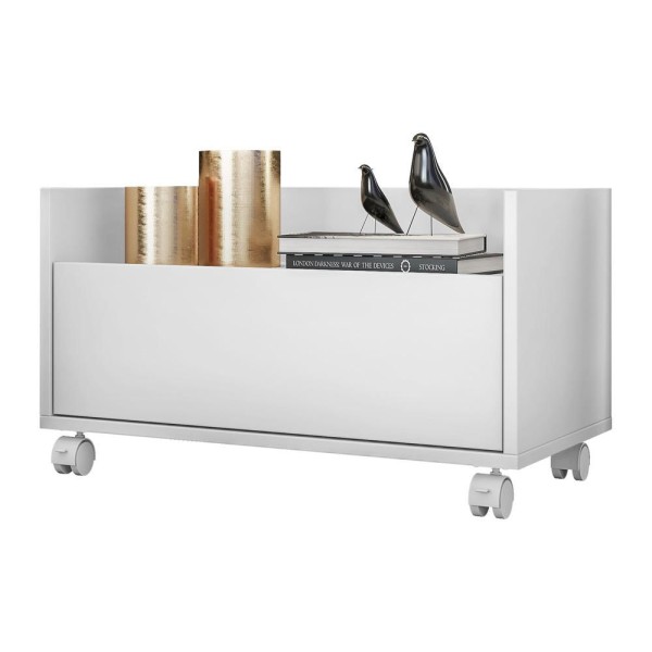 Encontraproduto.com.br - Mesa De Cabeceira 80Cm Com Rodízios Multimóveis V4006 Branca Branco