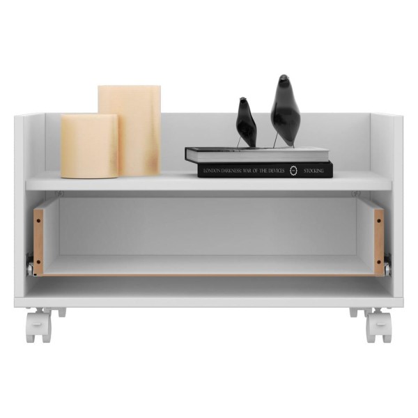 Encontraproduto.com.br - Mesa De Cabeceira 80Cm Com Rodízios Multimóveis V4006 Branca Branco