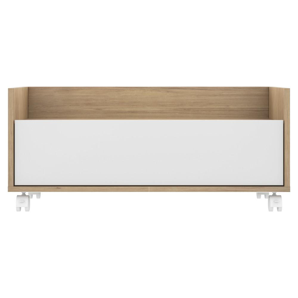 Encontraproduto.com.br - Mesa De Cabeceira 80Cm Com Rodízios Multimóveis V4006 Rustic/Branca Rustic/Branco