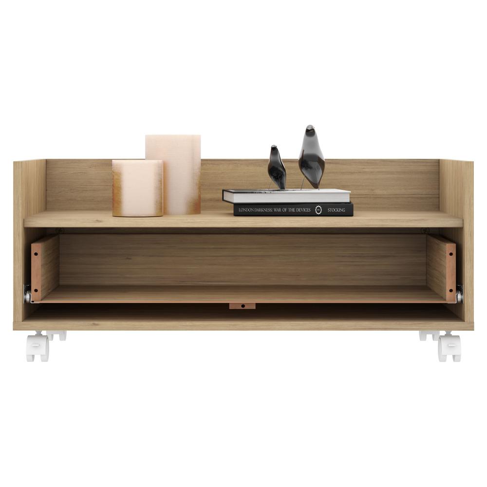 Encontraproduto.com.br - Mesa De Cabeceira 80Cm Com Rodízios Multimóveis V4006 Rustic/Branca Rustic/Branco