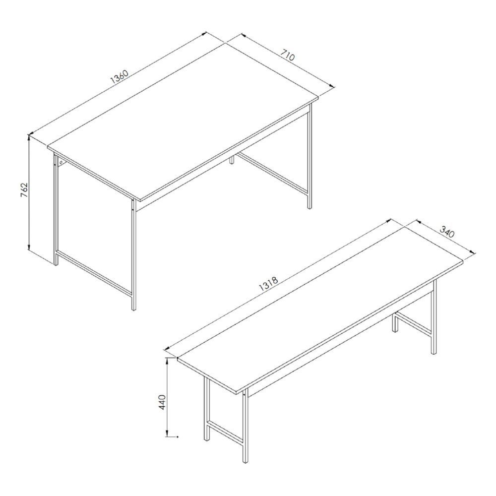 Encontraproduto.com.br - Conjunto Mesa de Jantar 136cm com 2 Bancos Multimóveis CR50061 Montana/Preto
